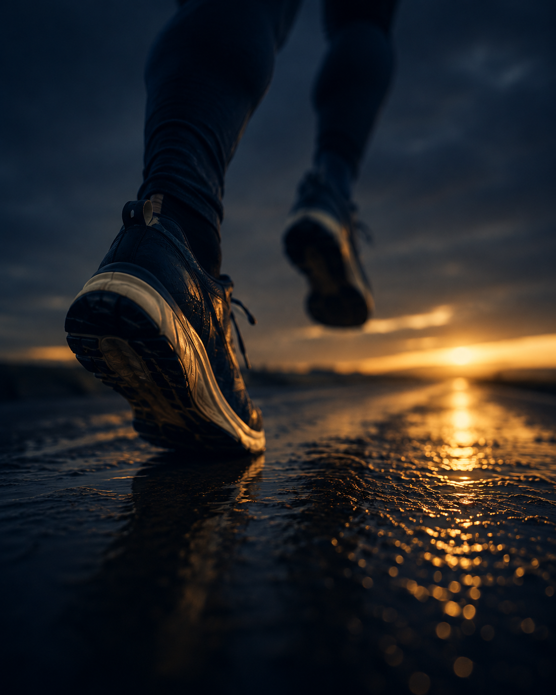 Runner's feet at dawn